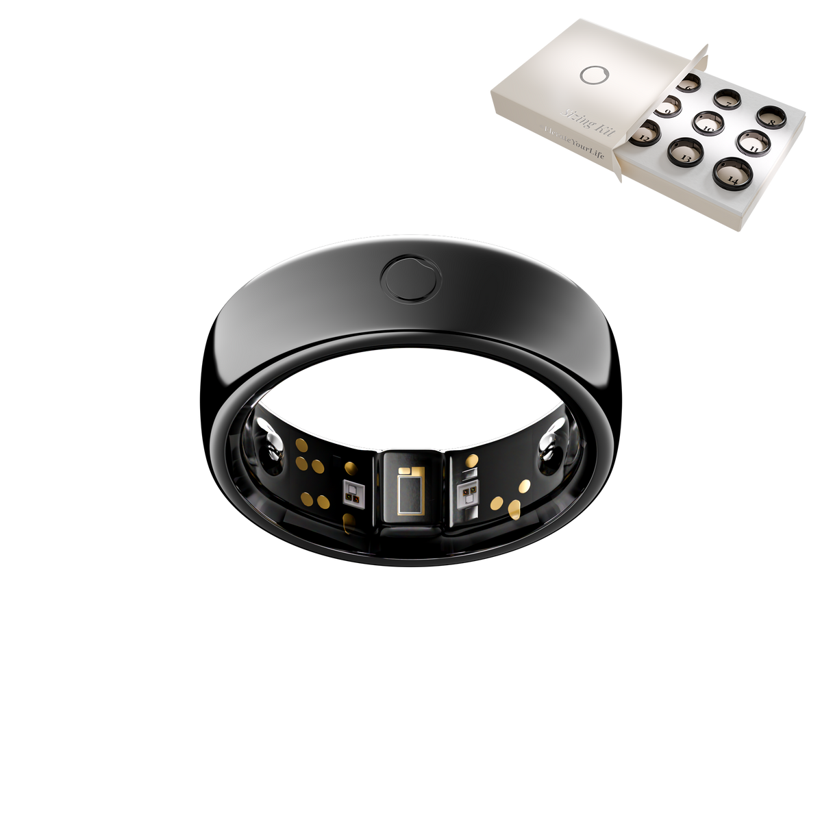 Circular ring Obsidian Black with Sizing Kit